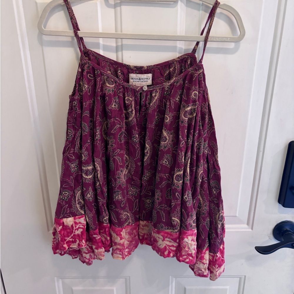 Denim & Supply Ralph Lauren Red Paisley Off-Shoulder Boho chic top - Picture 4 of 7
